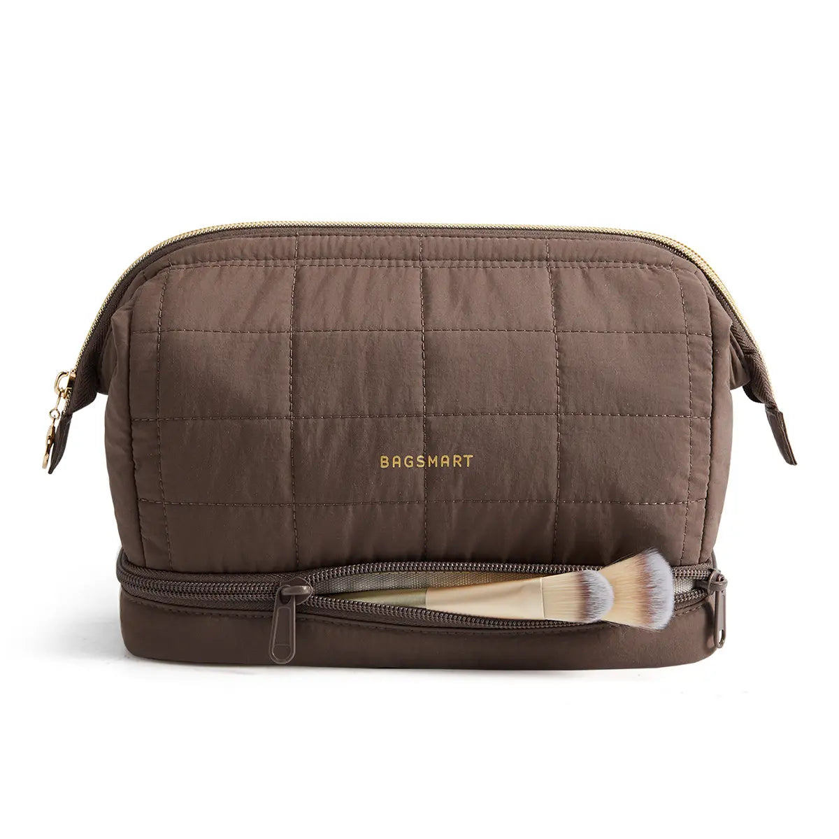 BAGSMART 2 Size Makeup Bag, Puffy Padded Travel Cosmetic Organizer for Women, Wide-Open Makeup Case for Toiletries, Accessories, and Brushes Sohochic
