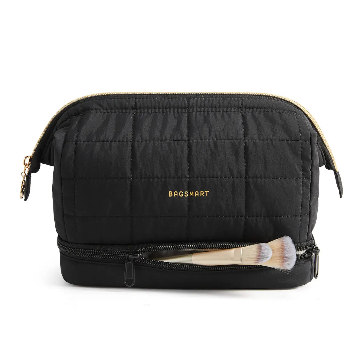 BAGSMART 2 Size Makeup Bag, Puffy Padded Travel Cosmetic Organizer for Women, Wide-Open Makeup Case for Toiletries, Accessories, and Brushes Sohochic