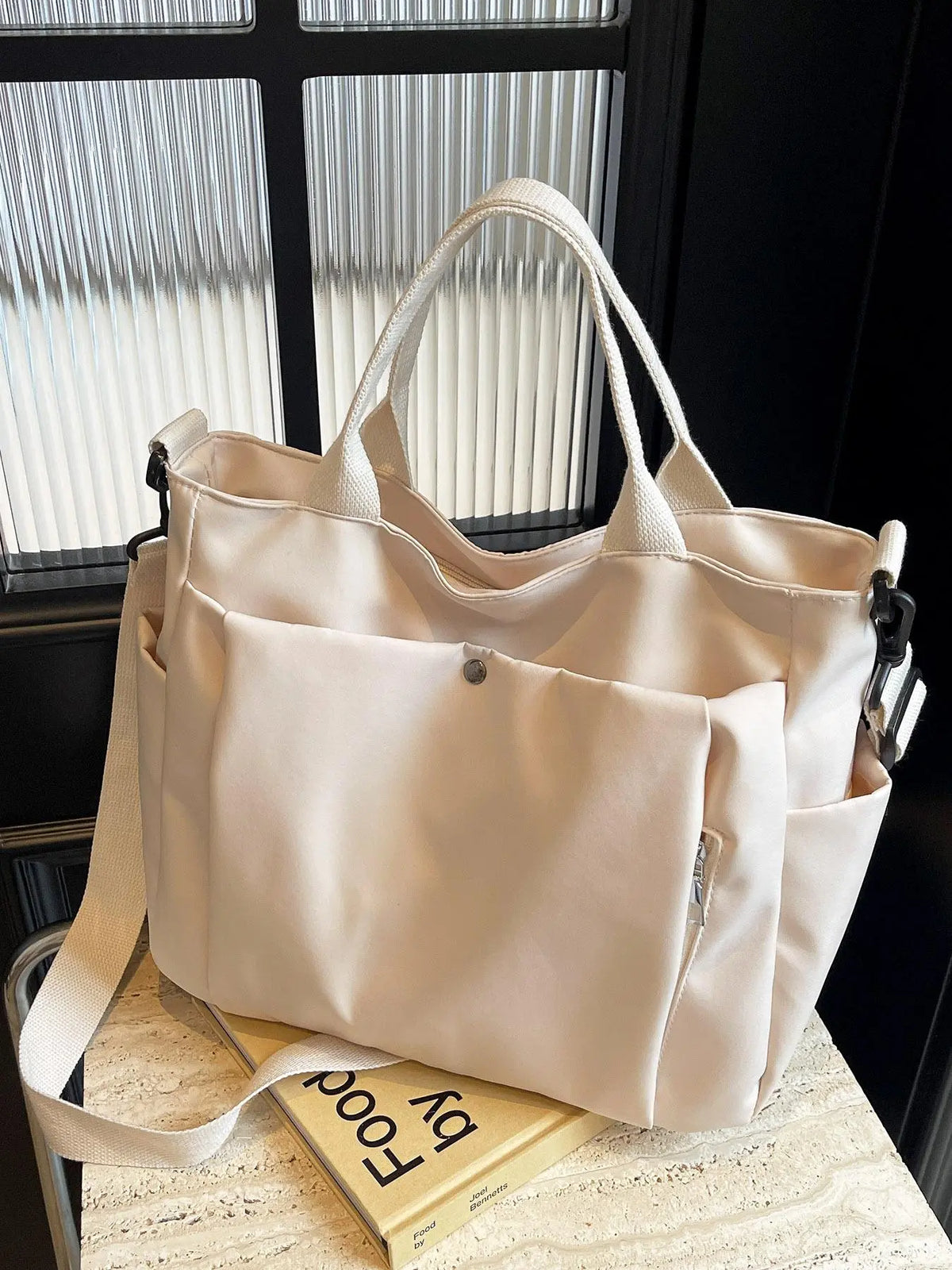 Women'S Solid Color Tote Bag, Fashionable Large Capacity Shoulder Bag for Work & Daily Used, Casual Trendy Versatile High-Quality Daily Commuting Bag