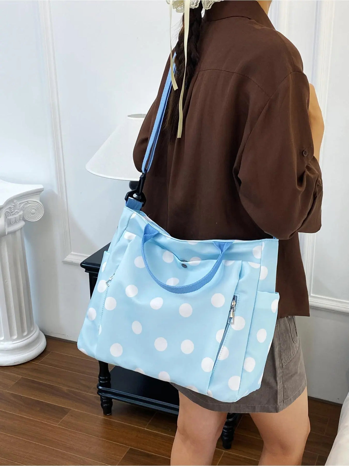 Women'S Solid Color Tote Bag, Fashionable Large Capacity Shoulder Bag for Work & Daily Used, Casual Trendy Versatile High-Quality Daily Commuting Bag