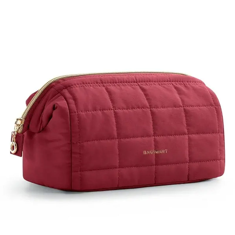 BAGSMART 2 Size Makeup Bag, Puffy Padded Travel Cosmetic Organizer for Women, Wide-Open Makeup Case for Toiletries, Accessories, and Brushes Sohochic