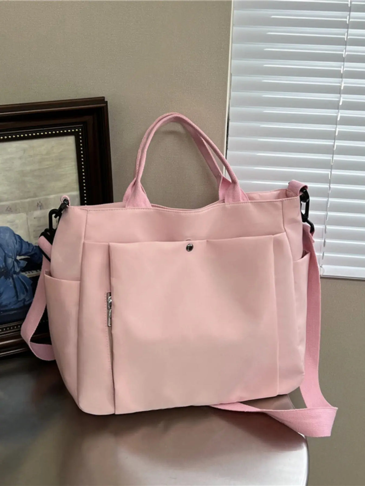 Women'S Solid Color Tote Bag, Fashionable Large Capacity Shoulder Bag for Work & Daily Used, Casual Trendy Versatile High-Quality Daily Commuting Bag