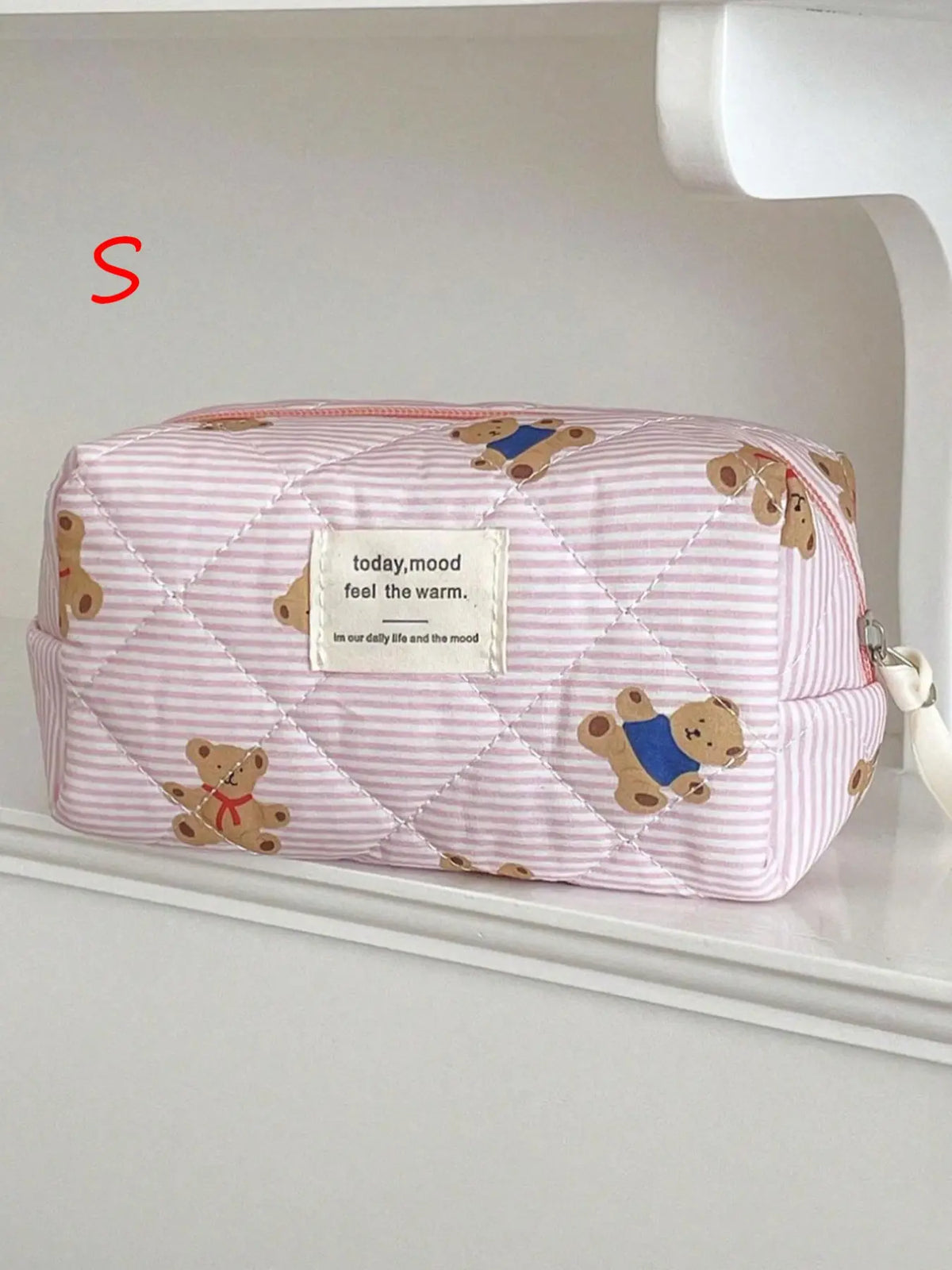 Versatile Bear Design Quilted Cosmetic Bag for Travel & Daily Use, Portable Cosmetic Bag, Large Capacity Makeup Organizer Pouch, Women'S Stylish Accessory, Makeup Bags