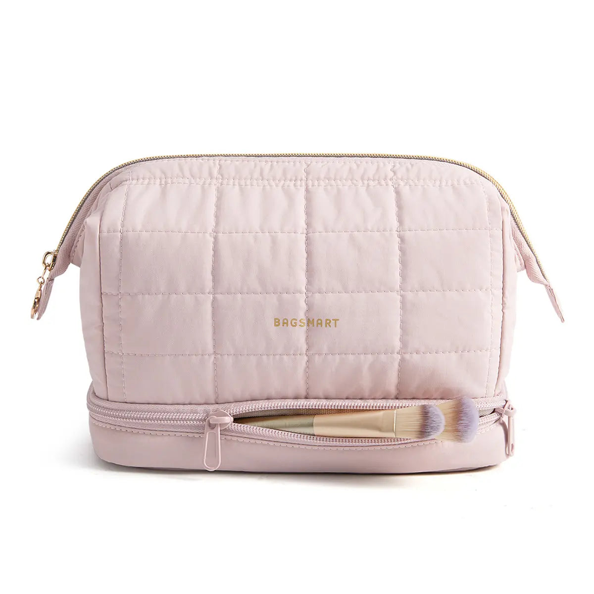 BAGSMART 2 Size Makeup Bag, Puffy Padded Travel Cosmetic Organizer for Women, Wide-Open Makeup Case for Toiletries, Accessories, and Brushes Sohochic