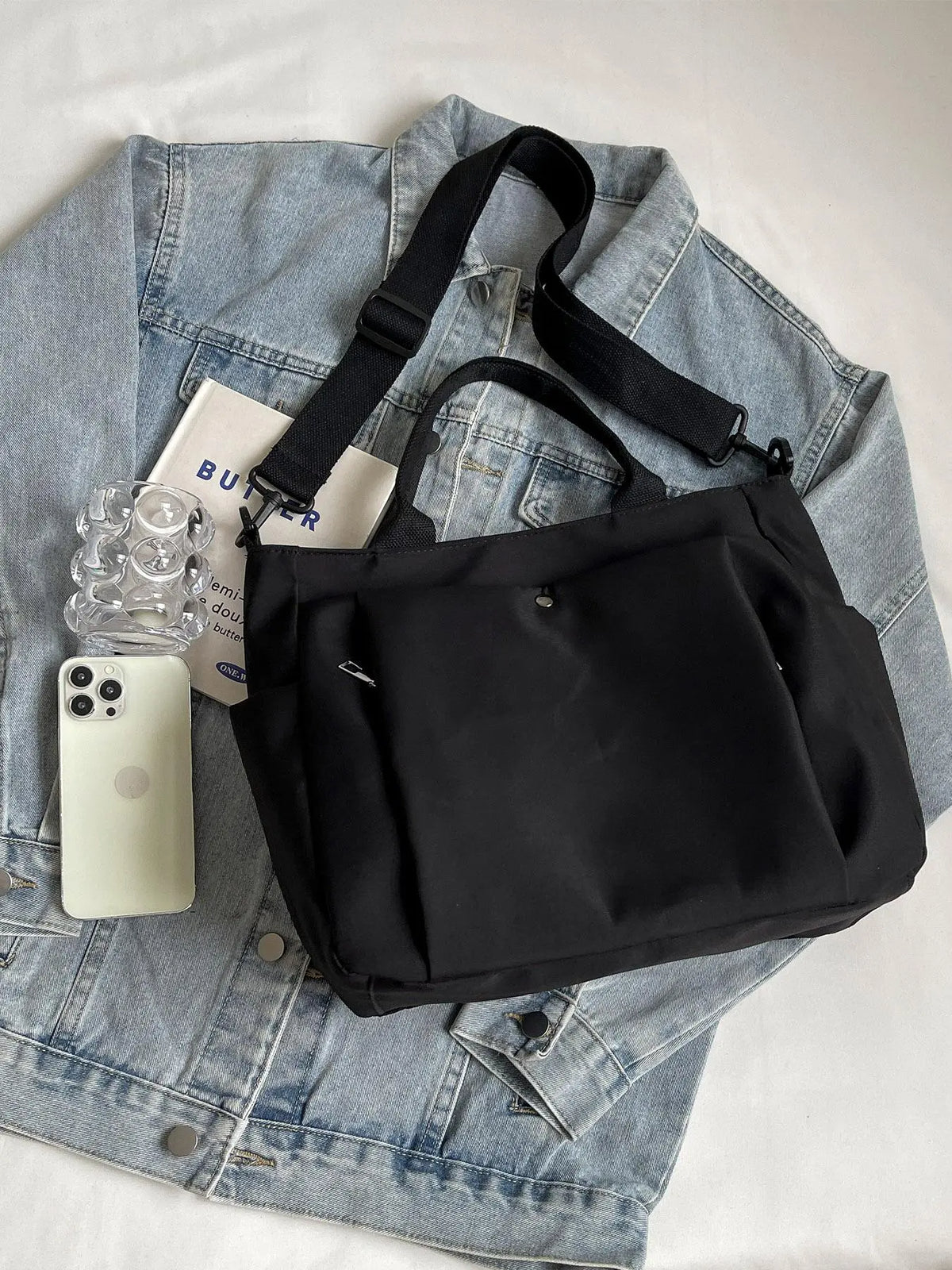 Women'S Solid Color Tote Bag, Fashionable Large Capacity Shoulder Bag for Work & Daily Used, Casual Trendy Versatile High-Quality Daily Commuting Bag