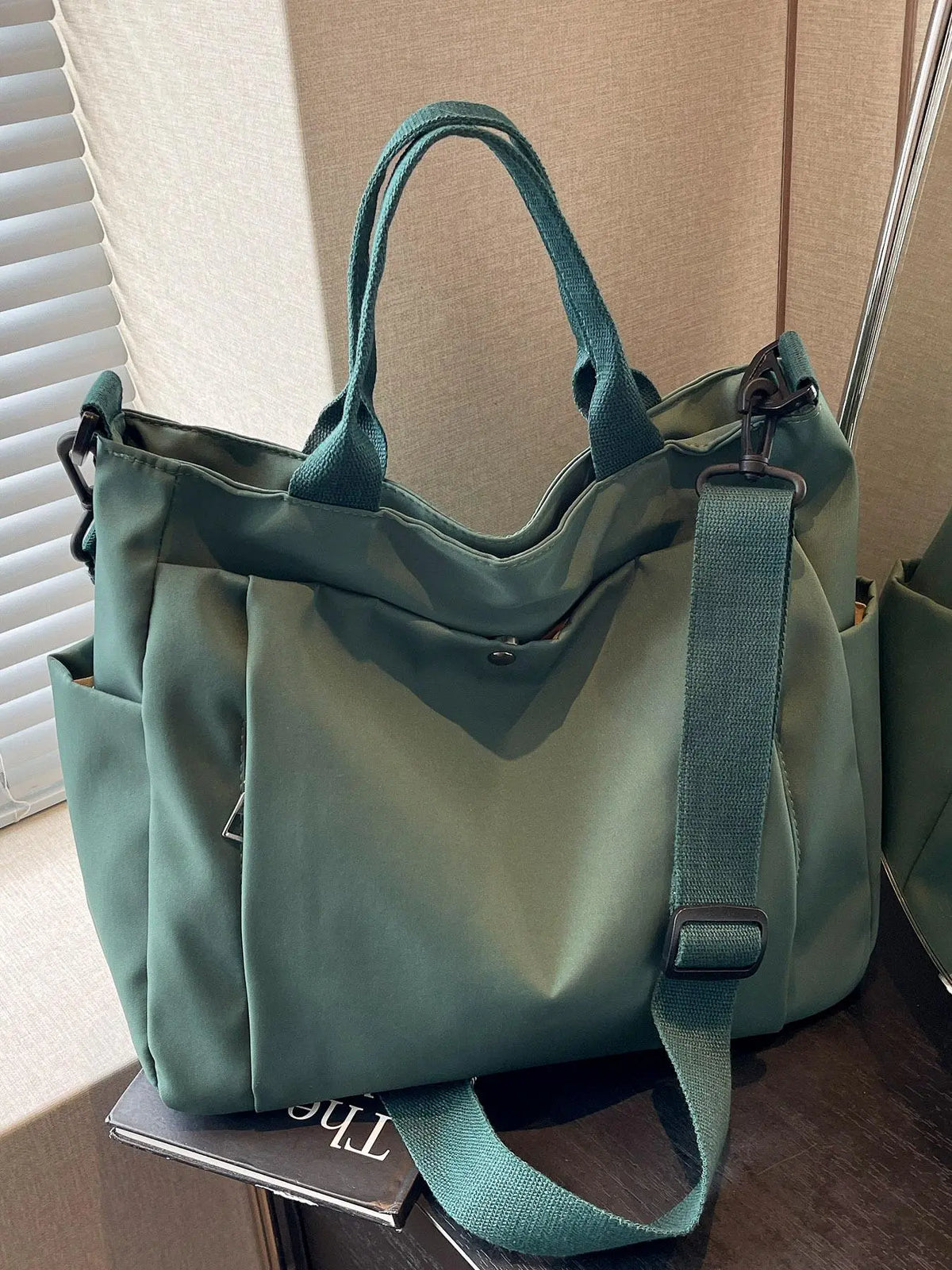 Women'S Solid Color Tote Bag, Fashionable Large Capacity Shoulder Bag for Work & Daily Used, Casual Trendy Versatile High-Quality Daily Commuting Bag