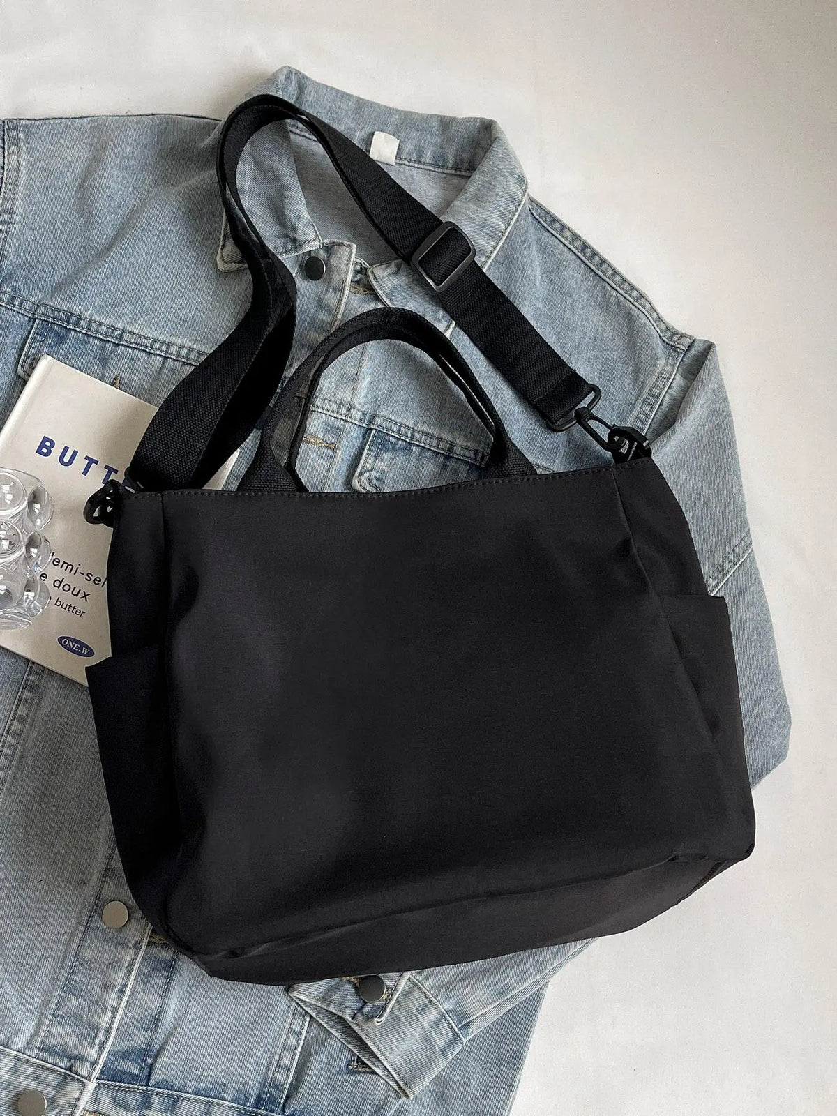 Women'S Solid Color Tote Bag, Fashionable Large Capacity Shoulder Bag for Work & Daily Used, Casual Trendy Versatile High-Quality Daily Commuting Bag